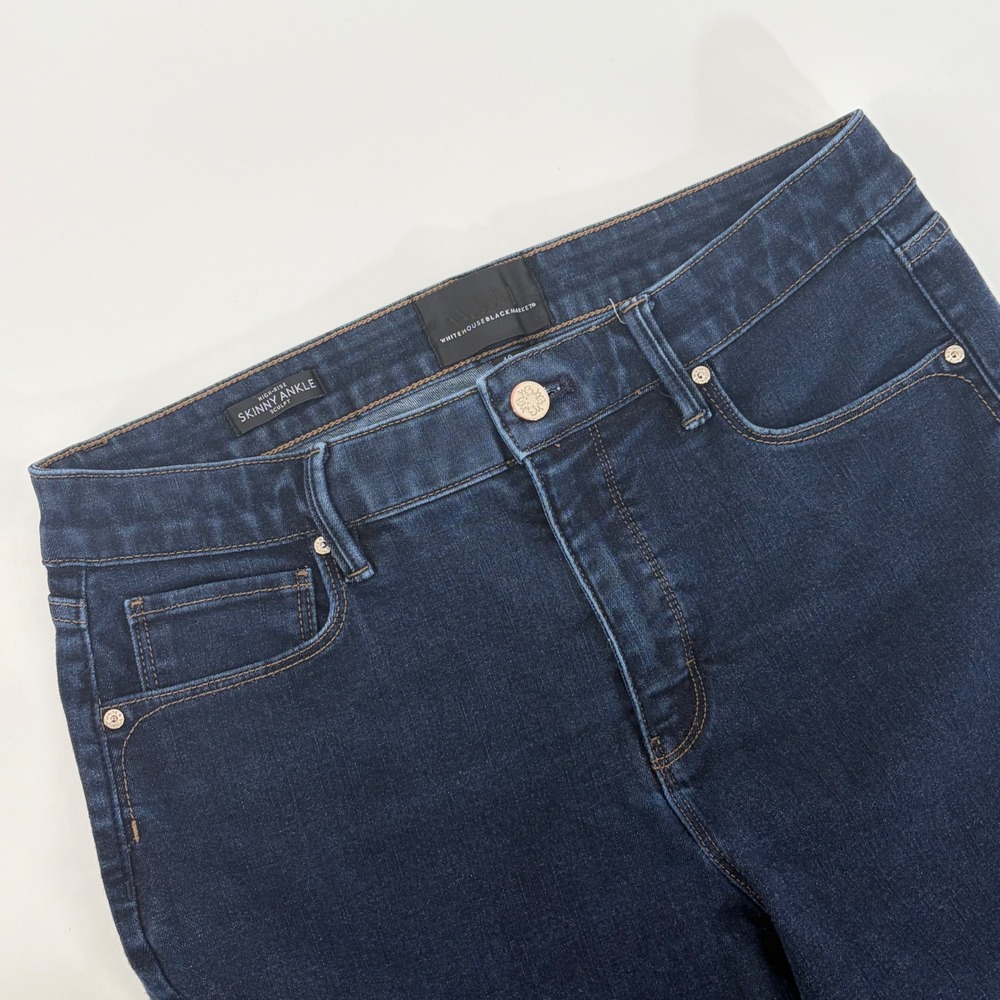 White House Black Market High Rise Skinny Ankle Sculpt Jeans Indigo Blue Size 10